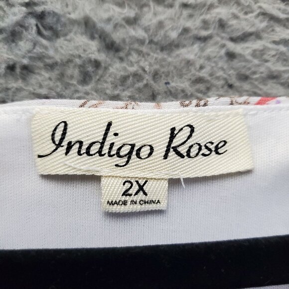 Indigo Rose Dress Women 2X Pink Floral Smocked Short Sleeve Rayon Midi - Picture 2 of 10